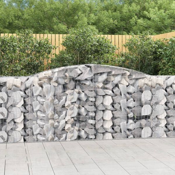 vidaXL Arched Gabion Baskets 4 pcs 400x50x100/120 cm Galvanised Iron