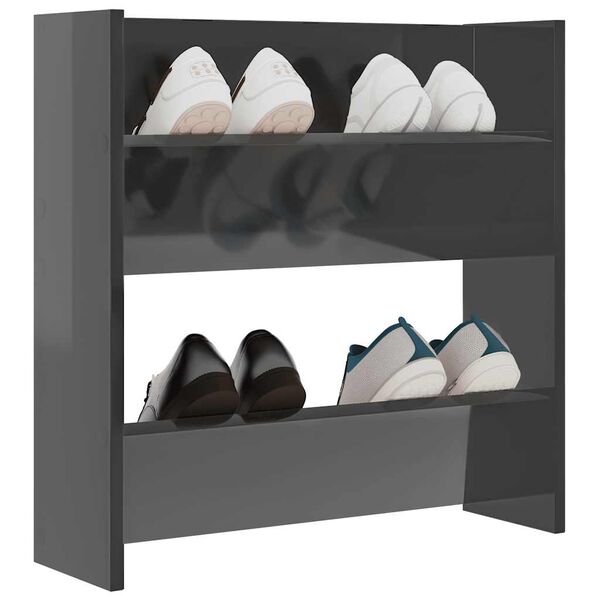 vidaXL Wall Shoe Cabinet High Gloss Grey 60x18x60 cm Engineered Wood