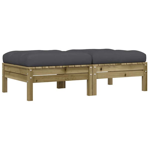 vidaXL Garden Footstools with Cushions 2 pcs Impregnated Wood Pine