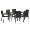 vidaXL 7 Piece Garden Dining Set Black Textilene and Steel
