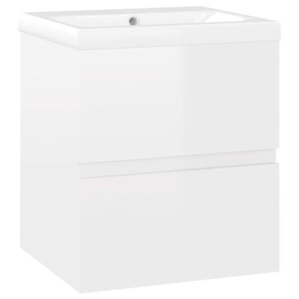 vidaXL Sink Cabinet with Built-in Basin High Gloss White Engineered Wood