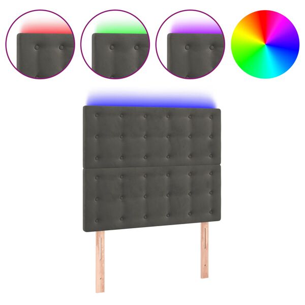 vidaXL LED Headboard Dark Grey 80 cm Velvet