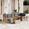 vidaXL 8 Piece Garden Sofa Set with Cushions Beige Poly Rattan