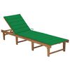 vidaXL Folding Sun Lounger with Cushion Solid Acacia Wood