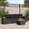 vidaXL 5 Piece Garden Sofa Set with Cushions Black Poly Rattan