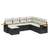 vidaXL 7 Piece Garden Sofa Set with Cushions Black Poly Rattan