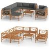 vidaXL 10 Piece Garden Lounge Set with Grey Cushions Solid Teak Wood