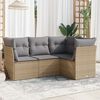 vidaXL 4 Piece Garden Sofa Set with Cushions Beige Poly Rattan