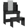 vidaXL Dressing Table Set with LED Black Engineered Wood