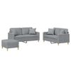 vidaXL 3 Piece Sofa Set with Pillows Light Grey Fabric