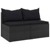 vidaXL Garden Middle Sofas with Cushions 2 pcs Black Poly Rattan