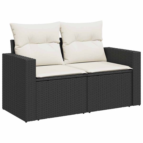 vidaXL 6 Piece Garden Sofa Set with Cushions Black Poly Rattan