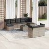 vidaXL 10 Piece Garden Sofa Set with Cushions Grey Poly Rattan
