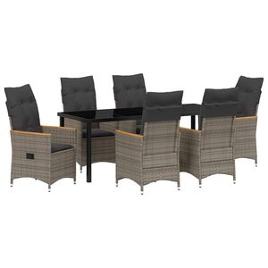 vidaXL Garden Dining Set with Cushion 7 pcs Grey Poly Rattan
