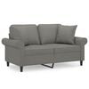 vidaXL 2-Seater Sofa with Pillows&Cushions Dark Grey 120 cm Fabric