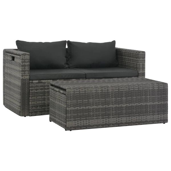 vidaXL 6 Piece Garden Lounge Set with Cushions Poly Rattan Grey