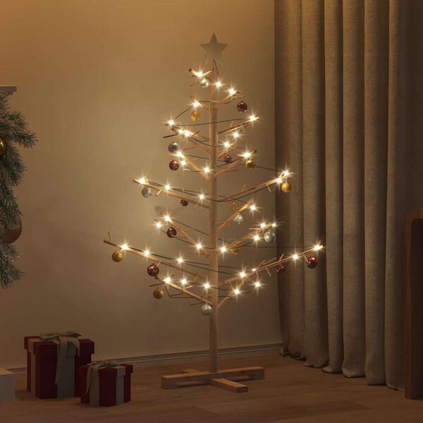 vidaXL Wooden Christmas Tree with Stand Natural 125 cm Solid pine wood