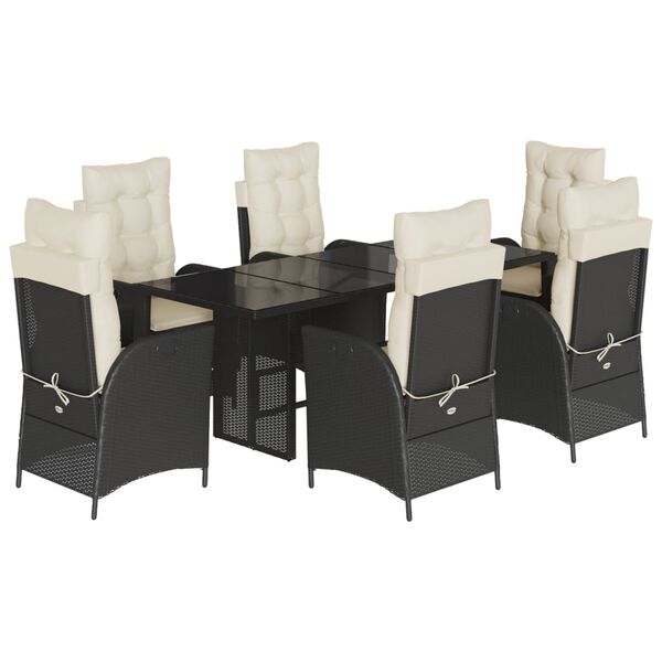 vidaXL 9 Piece Garden Dining Set with Cushions Grey Poly Rattan
