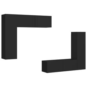 vidaXL 4 Piece TV Cabinet Set Black Engineered Wood