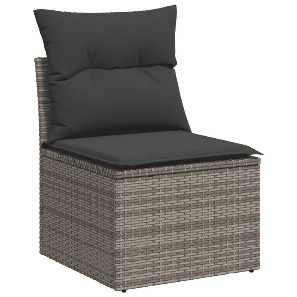 vidaXL 12 Piece Garden Sofa Set with Cushions Grey Poly Rattan