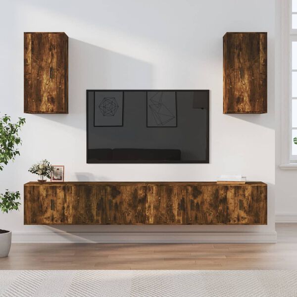 vidaXL 6 Piece TV Cabinet Set Smoked Oak Engineered Wood