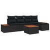 vidaXL Garden Sofa Set with Cushion 6 pcs Black Poly Rattan