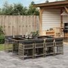 vidaXL 9 Piece Garden Dining Set with Cushions Grey Poly Rattan