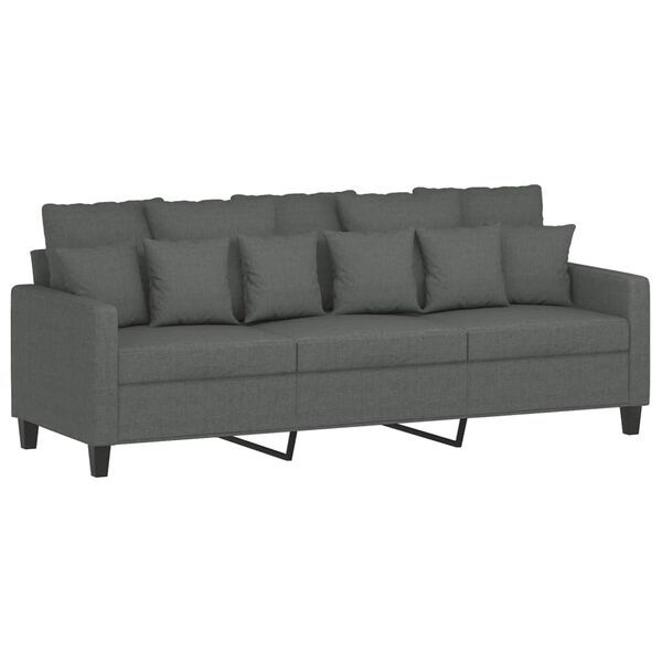 vidaXL 2 Piece Sofa Set with Cushions Dark Grey Fabric