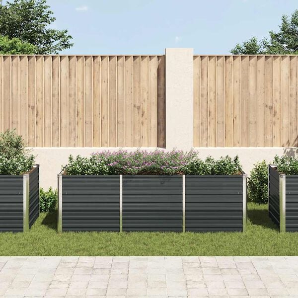 vidaXL Garden Raised Bed Anthracite 240x80x77 cm Galvanised Steel