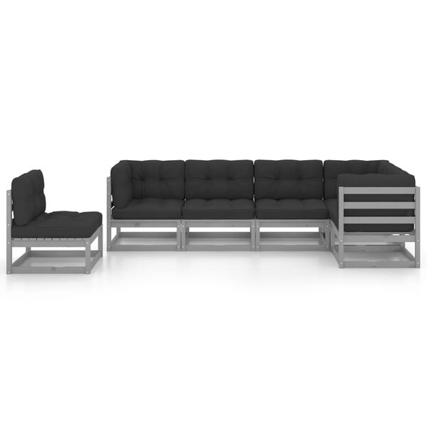 vidaXL 6 Piece Garden Lounge Set with Cushions Solid Pinewood