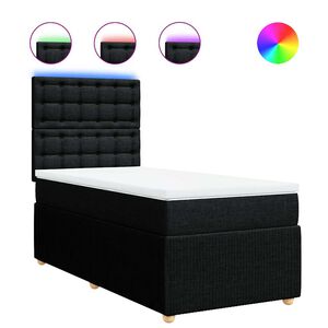 vidaXL Box Spring Bed with Mattress Black King Single Fabric