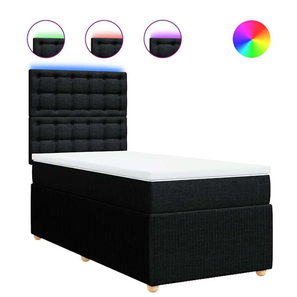 vidaXL Box Spring Bed with Mattress Black King Single Fabric