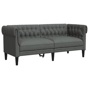 vidaXL Chesterfield Sofa 2-Seater Dark Grey Fabric