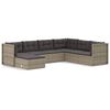 vidaXL 7 Piece Garden Lounge Set with Cushions Grey Poly Rattan