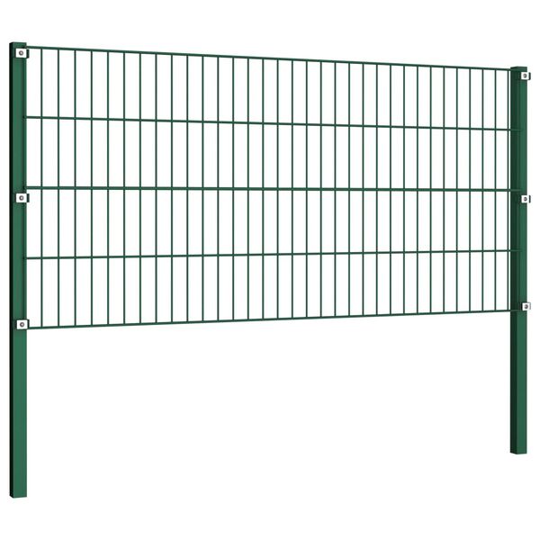 vidaXL Fence Panel with Posts Iron 694.5x80 cm Green