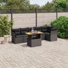 vidaXL 7 Piece Garden Sofa Set with Cushions Black Poly Rattan