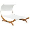 vidaXL Outdoor Lounge Bed with Canopy 165x203x126 cm Solid Bent Wood Cream