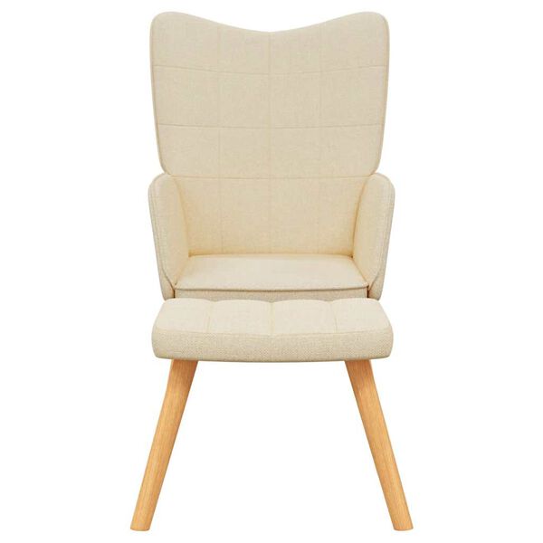 vidaXL Relaxing Chair with a Stool Cream Fabric