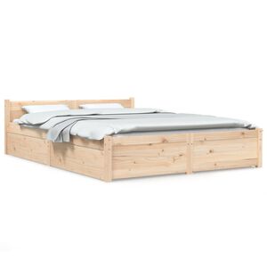 vidaXL Bed Frame | Pine | Solid pine wood, Plywood | Double | Bed Frame
