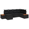 vidaXL Garden Sofa Set with Cushion 6 pcs Black Poly Rattan
