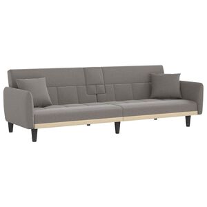 vidaXL Sofa Bed with Cup Holders Taupe Fabric