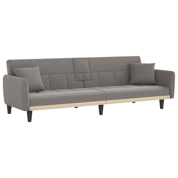 vidaXL Sofa Bed with Cup Holders Taupe Fabric
