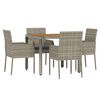 vidaXL 5 Piece Garden Dining Set with Cushions Grey Poly Rattan