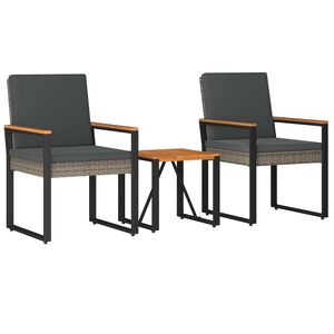 vidaXL Outdoor Furniture Set 3 pcs Grey and Dark Grey Poly Rattan