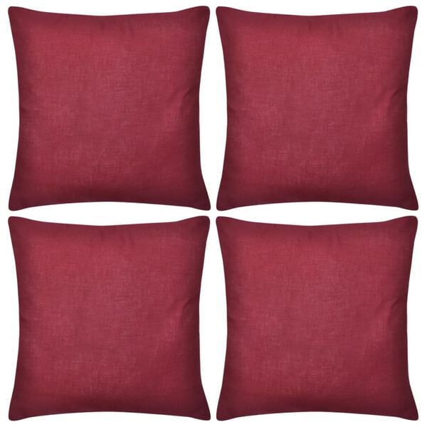 4 Burgundy Cushion Covers Cotton 50 x 50 cm