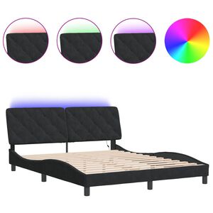 vidaXL Bed Frame with LED without Mattress Black 152x203 cm Queen Velvet