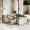 vidaXL 9 Piece Garden Sofa Set with Cushions Beige Poly Rattan