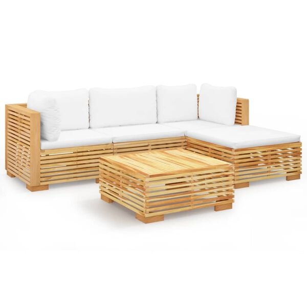 vidaXL 5 Piece Garden Lounge Set with Cushions Solid Wood Teak