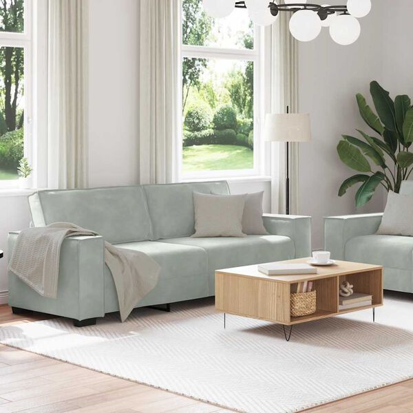 vidaXL 2 Piece Sofa Set with Cushions Light Grey Velvet