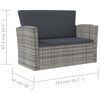vidaXL 16 Piece Garden Lounge Set with Cushions Poly Rattan Grey